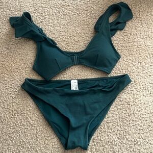Green swimsuit- never worn top size s, bottom size m